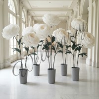 Ростовой цветок из бумаги "Пион белый White/Black" Ростовой цветок из бумаги "Пион белый White/Black"